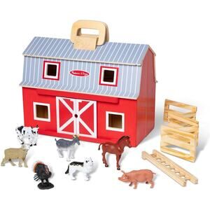 NEW Melissa & Doug Fold and Go Wooden Barn Play Set - 10pc NWT